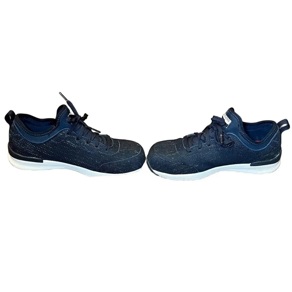 Skechers Womens Size 8 1/2 Work Shoes Steel Toe Safety Navy Blue Sneakers Safety